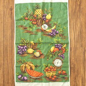 Vintage Linen Fruit Pattern Art Tea Towel, 17.5x29.5 in